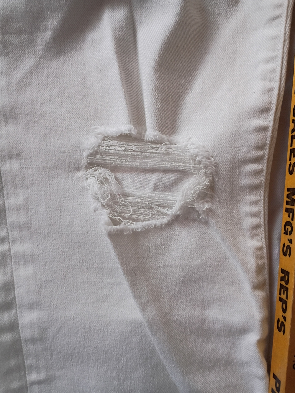 Express Mom Jean White Distressed Super High-Rise ,Ankle Straight Jeans Size 6R - Picture 10 of 12